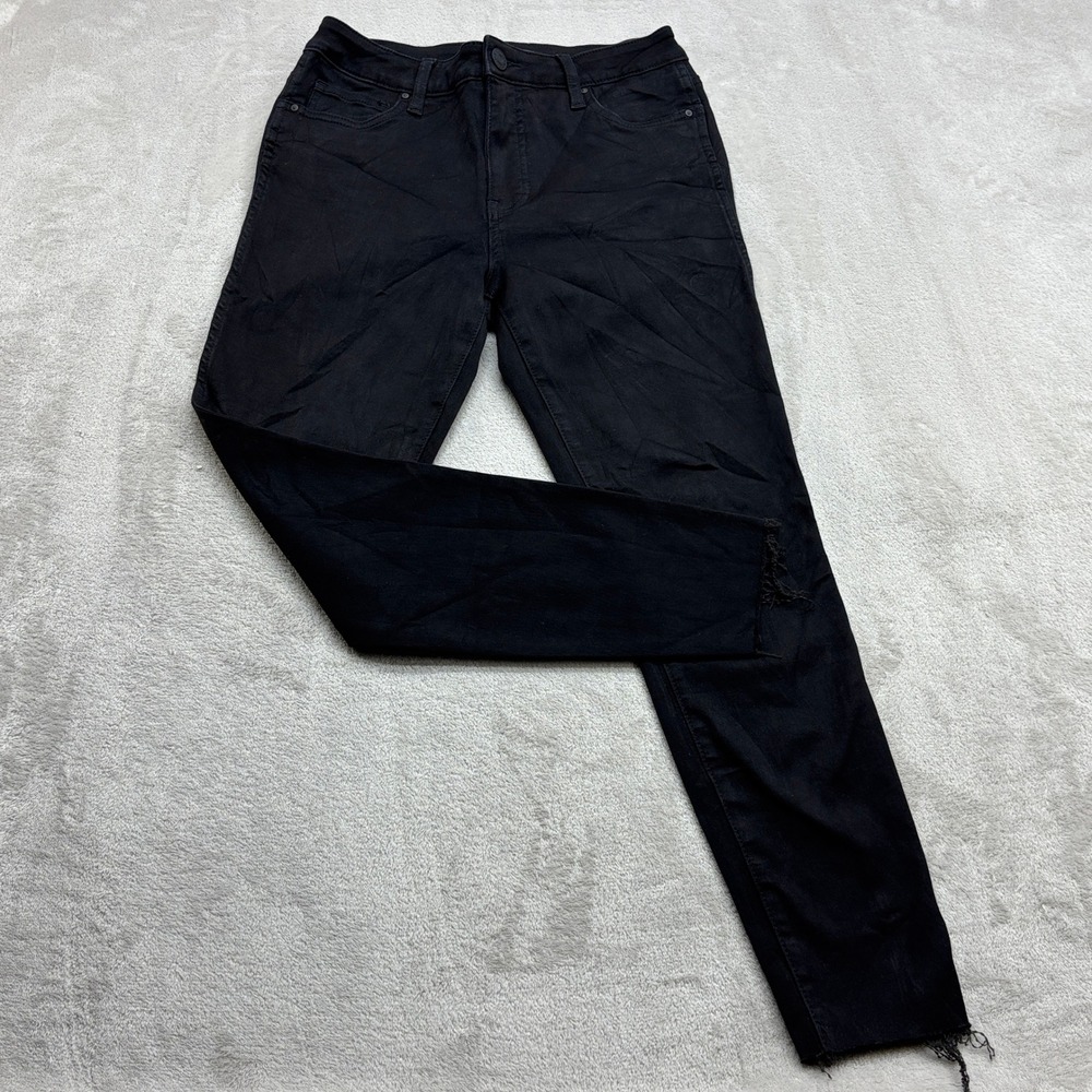 KUT from the Kloth Donna Skinny Jeans Womens 4 Black High Rise Raw Hem Ankle